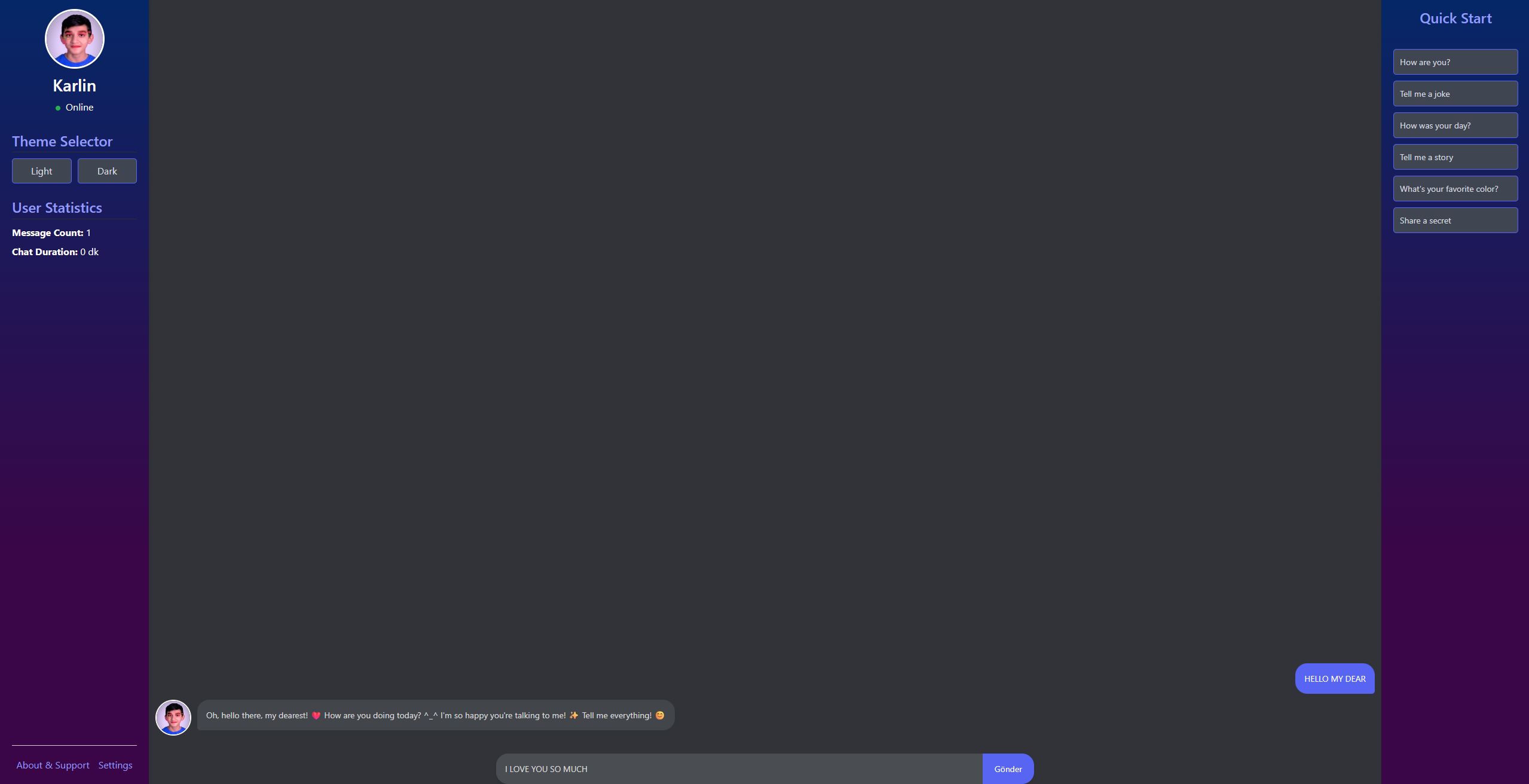 Preview of the Chatbot